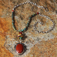 Red Jasper and Sterling Silver Pendant 