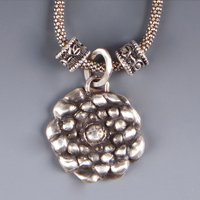 Sunflower Silver Clay Pendant 
